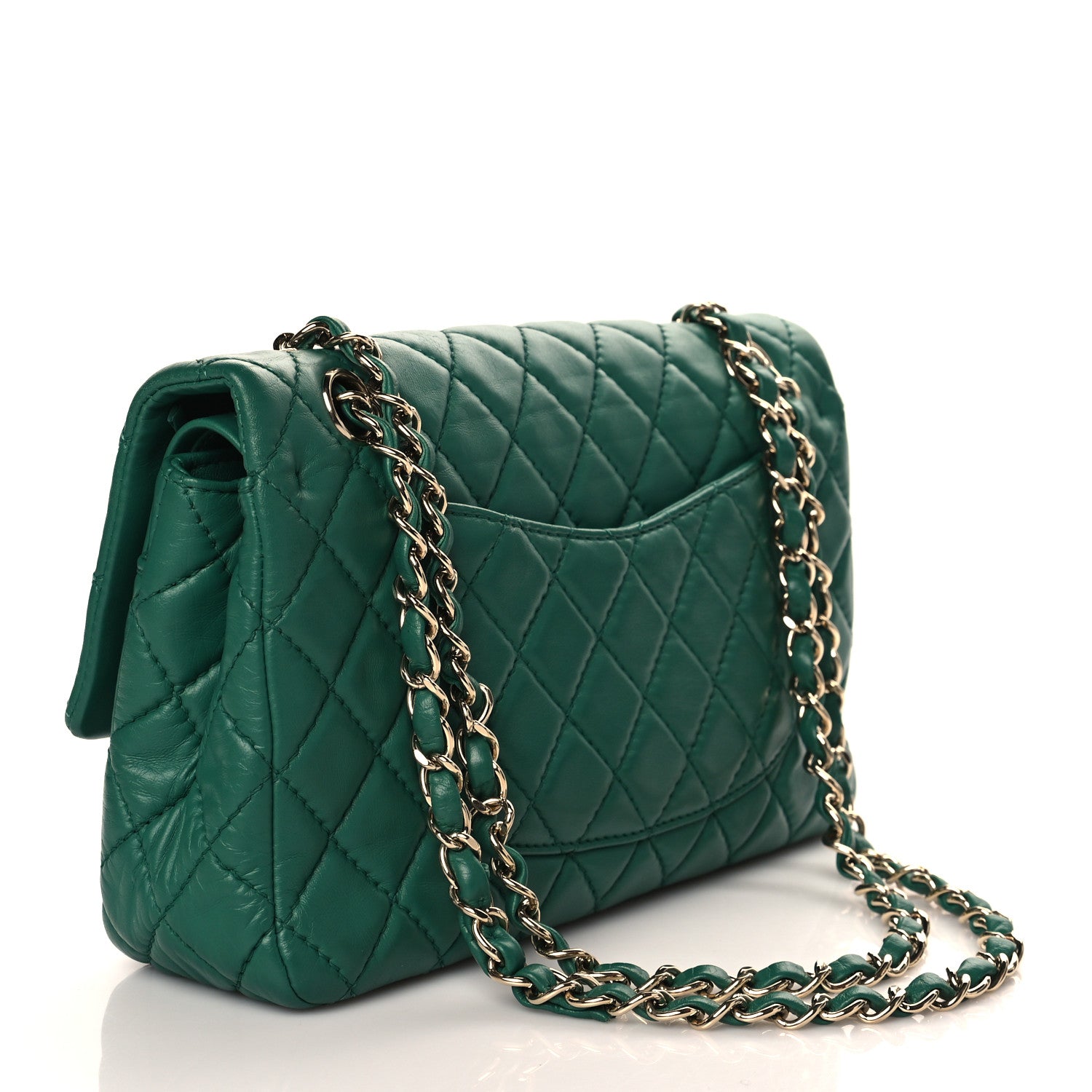 Chanel Lambskin Quilted Medium Double Flap Green 2 of 10