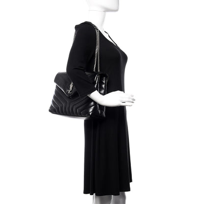 Saint Laurent Calfskin Y Quilted Monogram Medium Loulou Chain Satchel Black 2 of 9