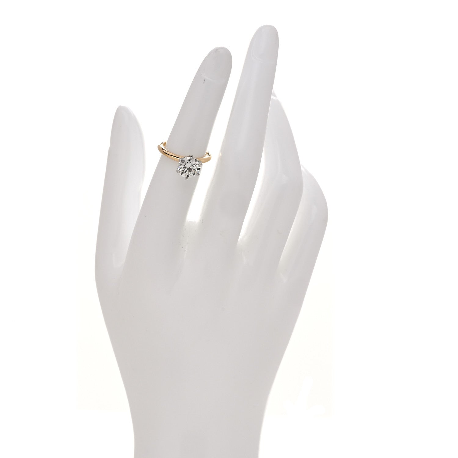 Tiffany 18K Yellow Gold Platinum Diamond 1.88ct Solitaire Engagement Ring 49 4.75 2 of 7