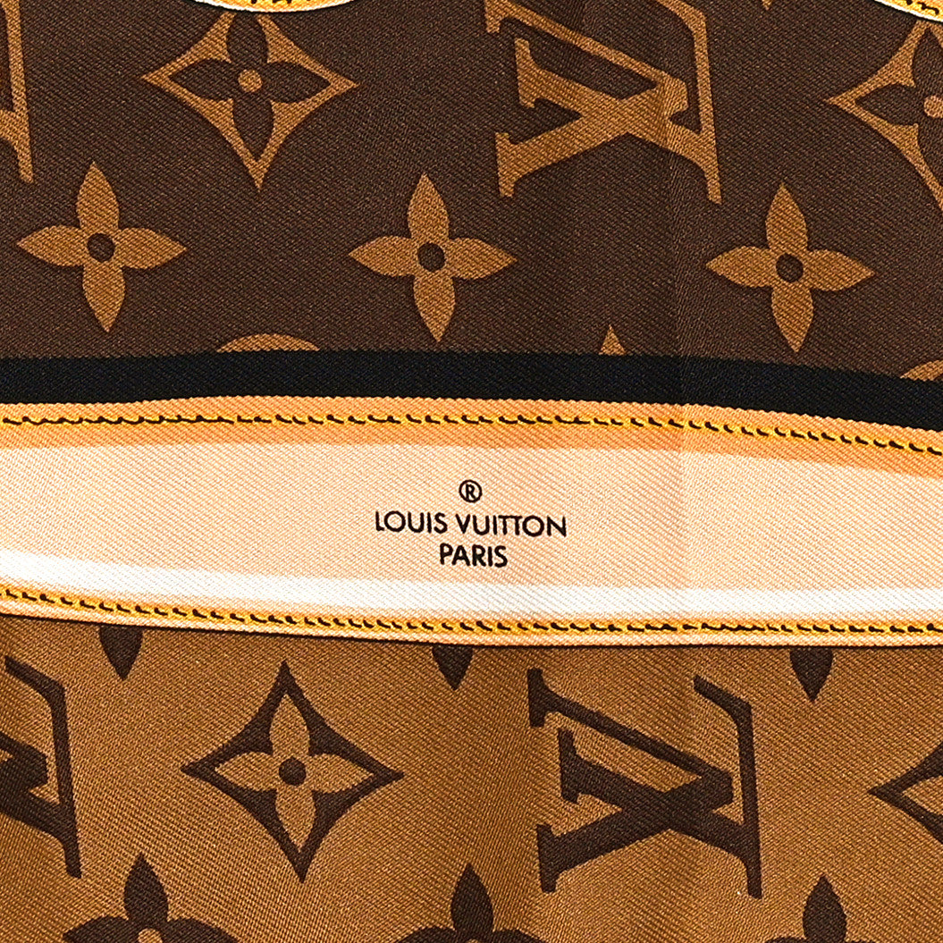 Silk Monogram Confidential Square Scarf Brown