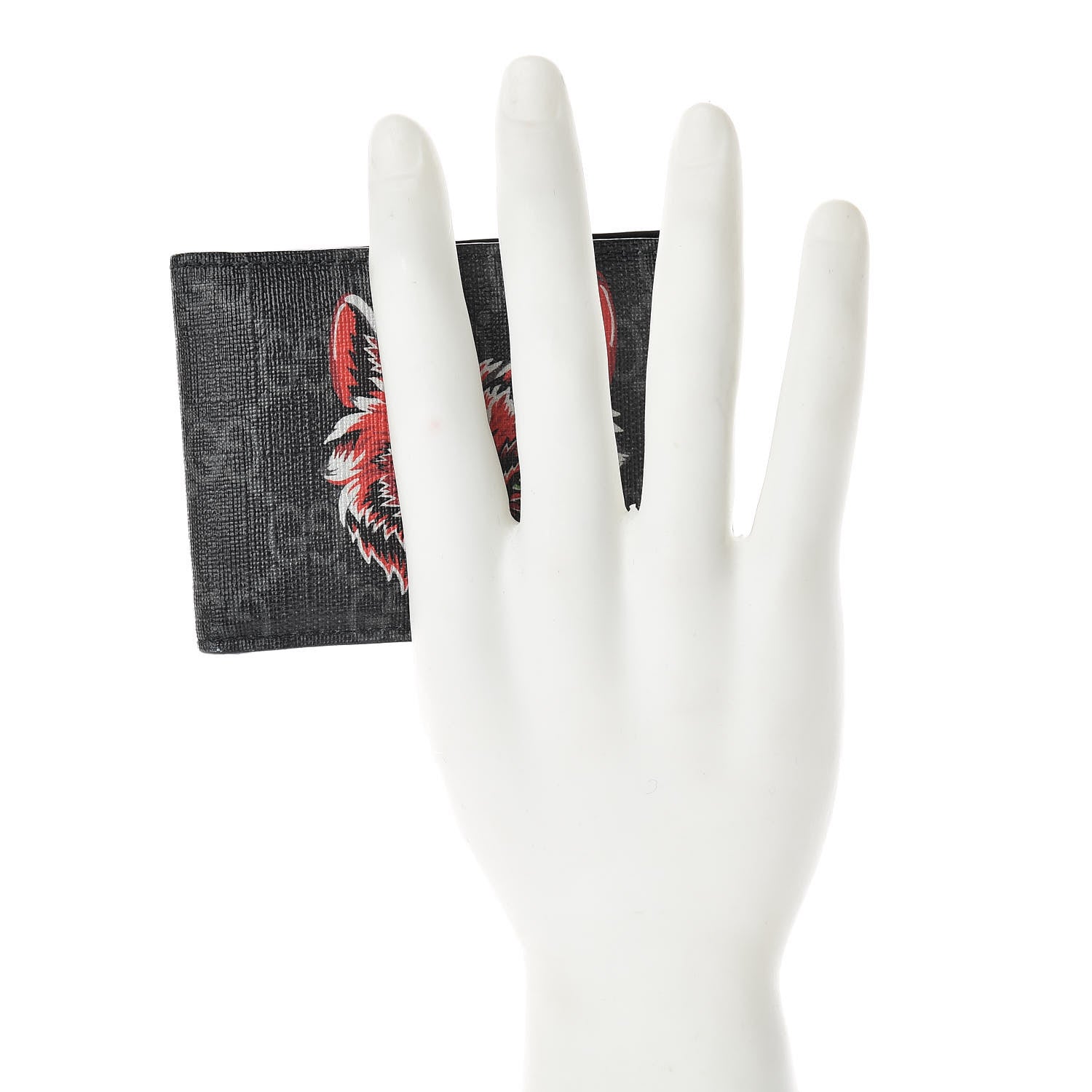Gucci GG Supreme Monogram Fox Bi-Fold Wallet Black Grey 2 of 10