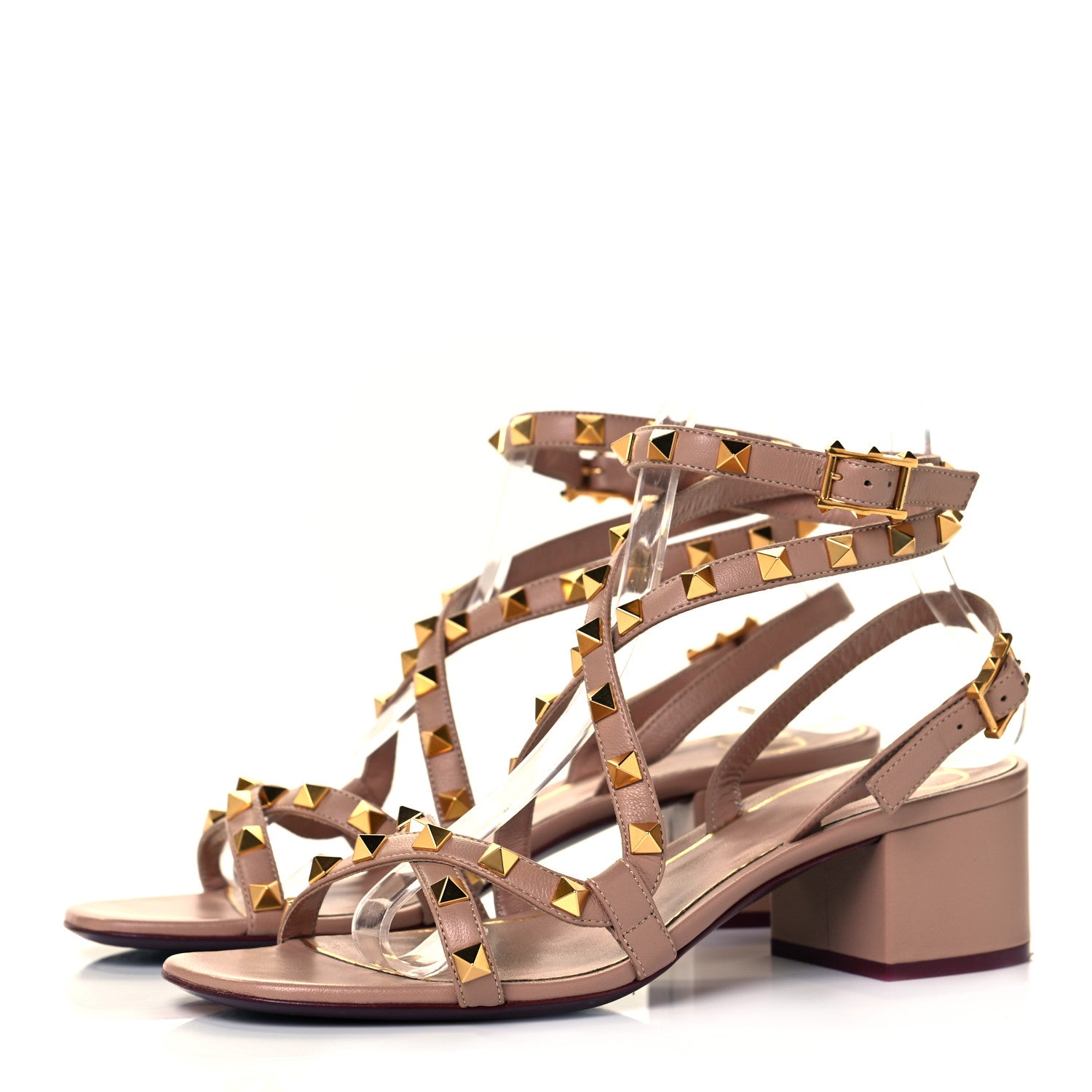 Valentino Garavani Nappa Rockstud Flair Ankle Wrap 45mm Sandals 37 Rose Cannelle 3 of 8