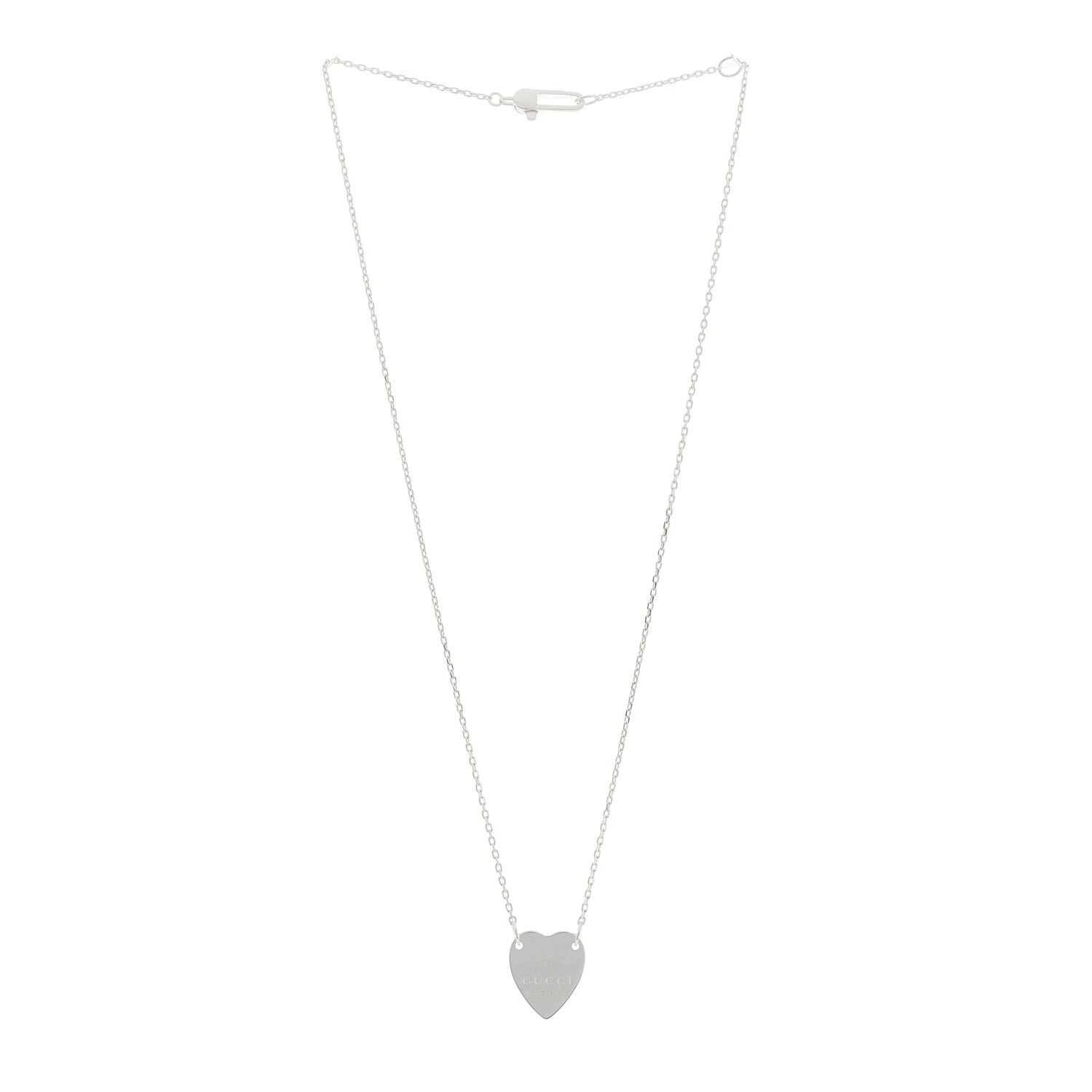 Gucci Sterling Silver Trademark Heart Pendant Necklace 2 of 5