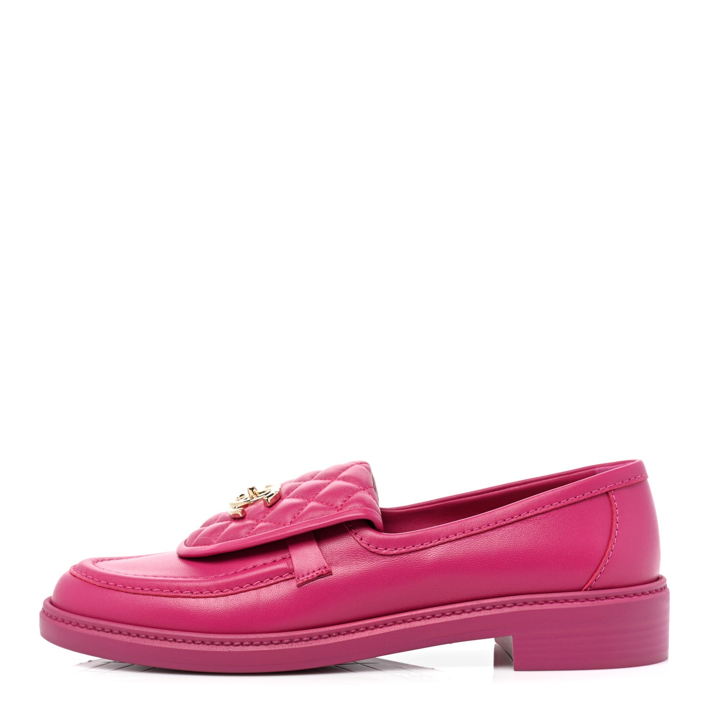 Lambskin Quilted CC Turnlock Loafers 41 Fuchsia