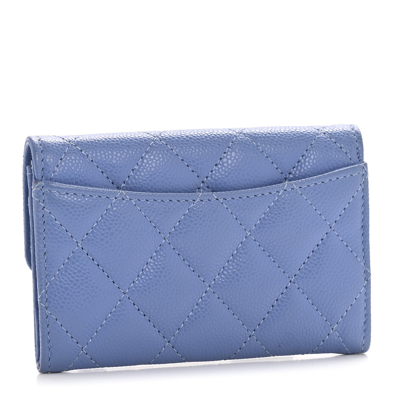 Chanel Caviar Quilted Flap Card Holder Wallet Blue 3 of 9