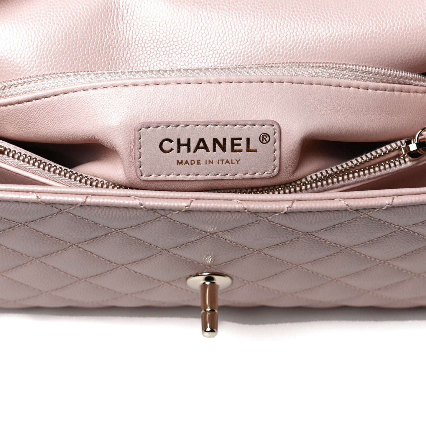 Caviar Quilted Small Coco Handle Flap Light Pink