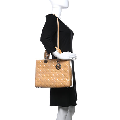 Christian Dior Patent Cannage Large Lady Dior Beige 4 of 12