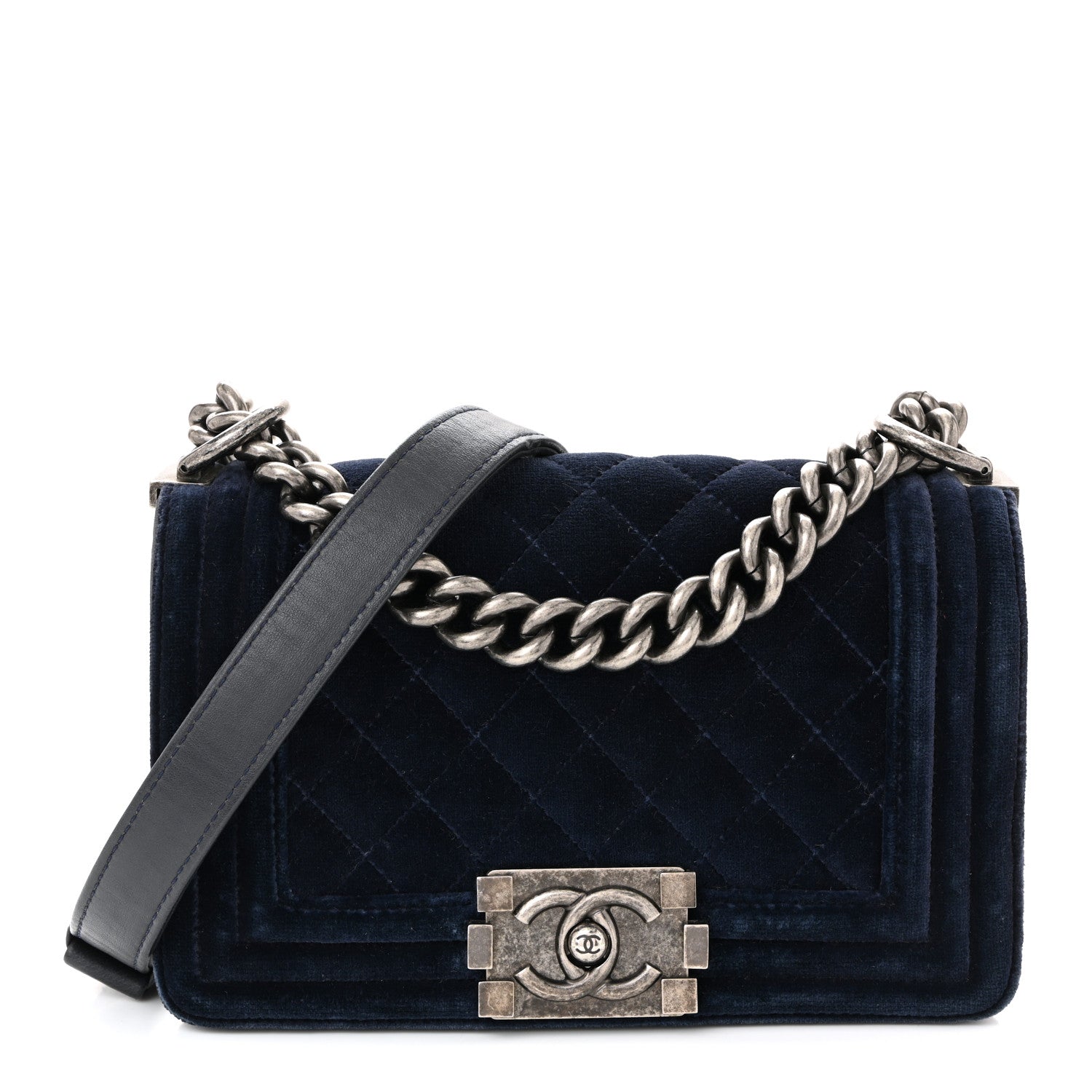 Chanel Velvet Quilted Small Boy Flap Blue 1 of 10