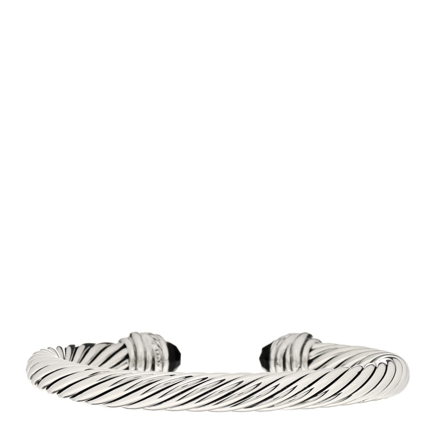Sterling Silver Diamond Black Onyx 7mm Cable Classics Crossover Bracelet