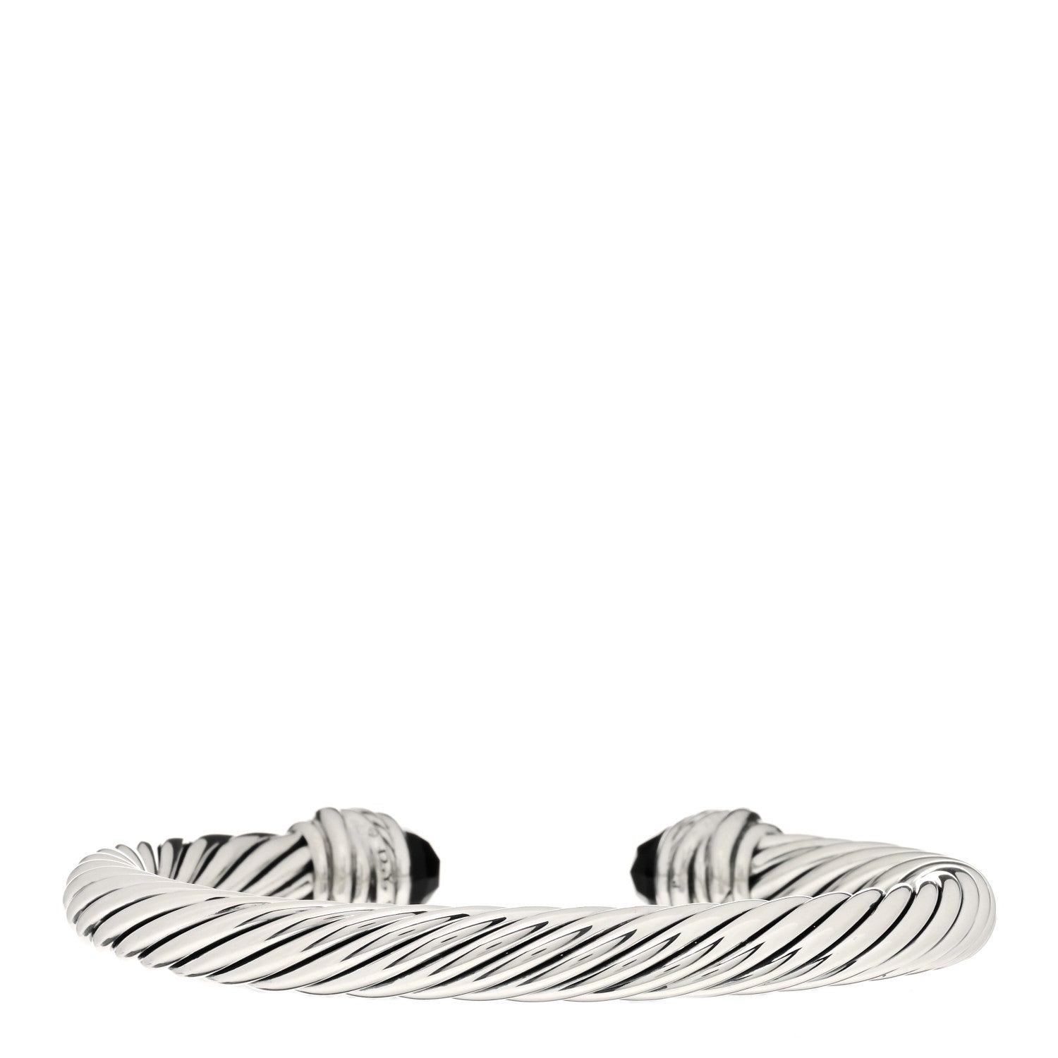 David Yurman Sterling Silver Diamond Black Onyx 7mm Cable Classics Crossover Bracelet 3 of 4