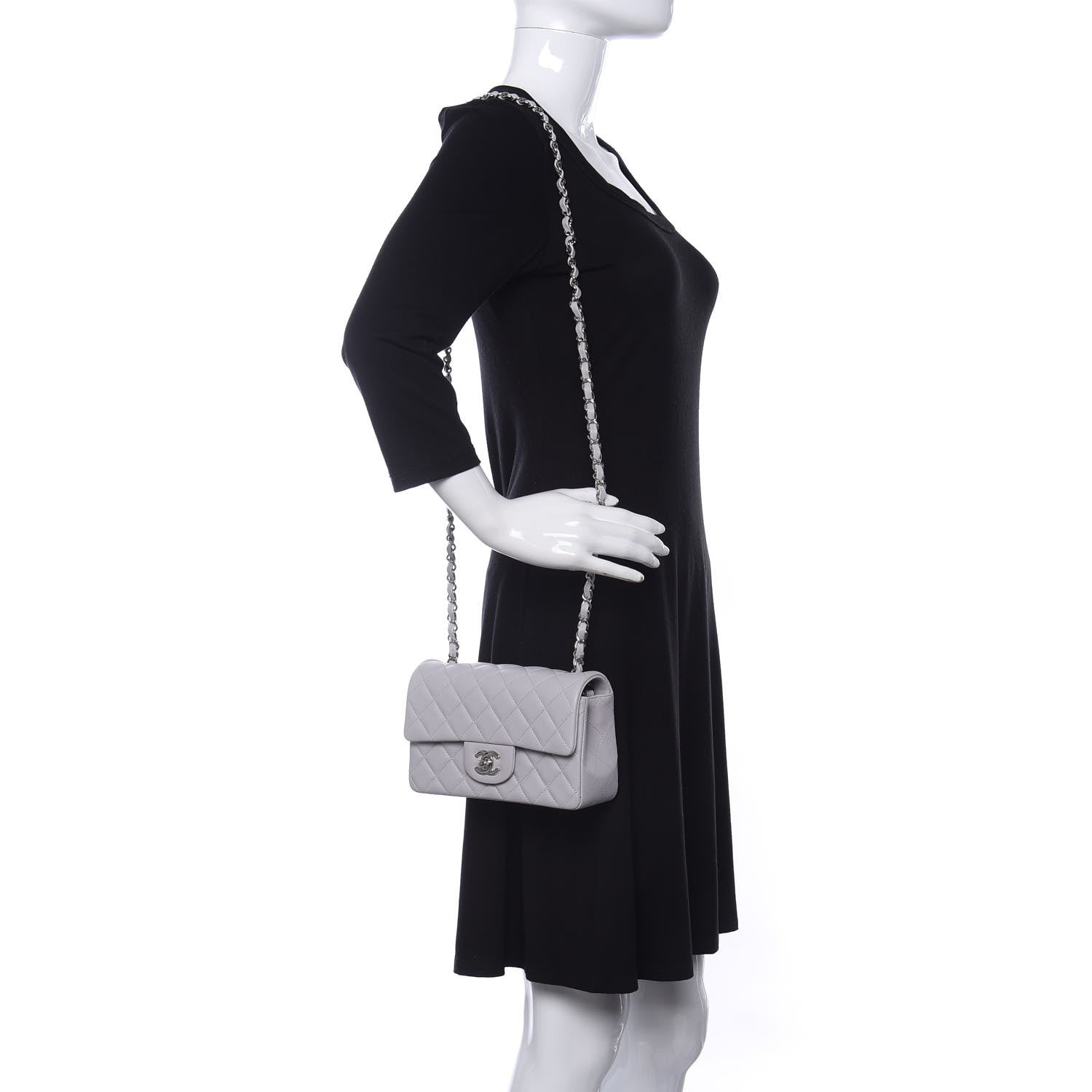 Chanel Lambskin Quilted Mini Rectangular Flap Grey 2 of 11