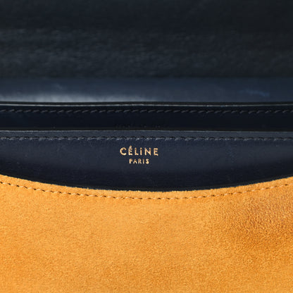 Celine Calfskin Suede Bi-Color Small Case Flap Navy Blue Yellow 6 of 18