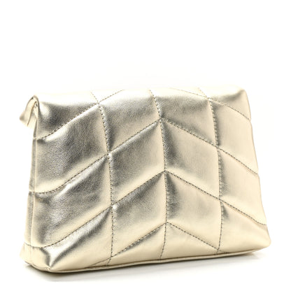 Saint Laurent Metallic Lambskin Monogram Loulou Puffer Pouch Clutch Gold 3 of 9