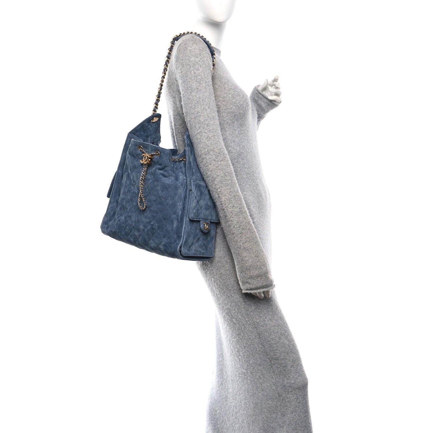 Chanel Suede Quilted Medium Chanel 25 Handbag Blue 2 of 11