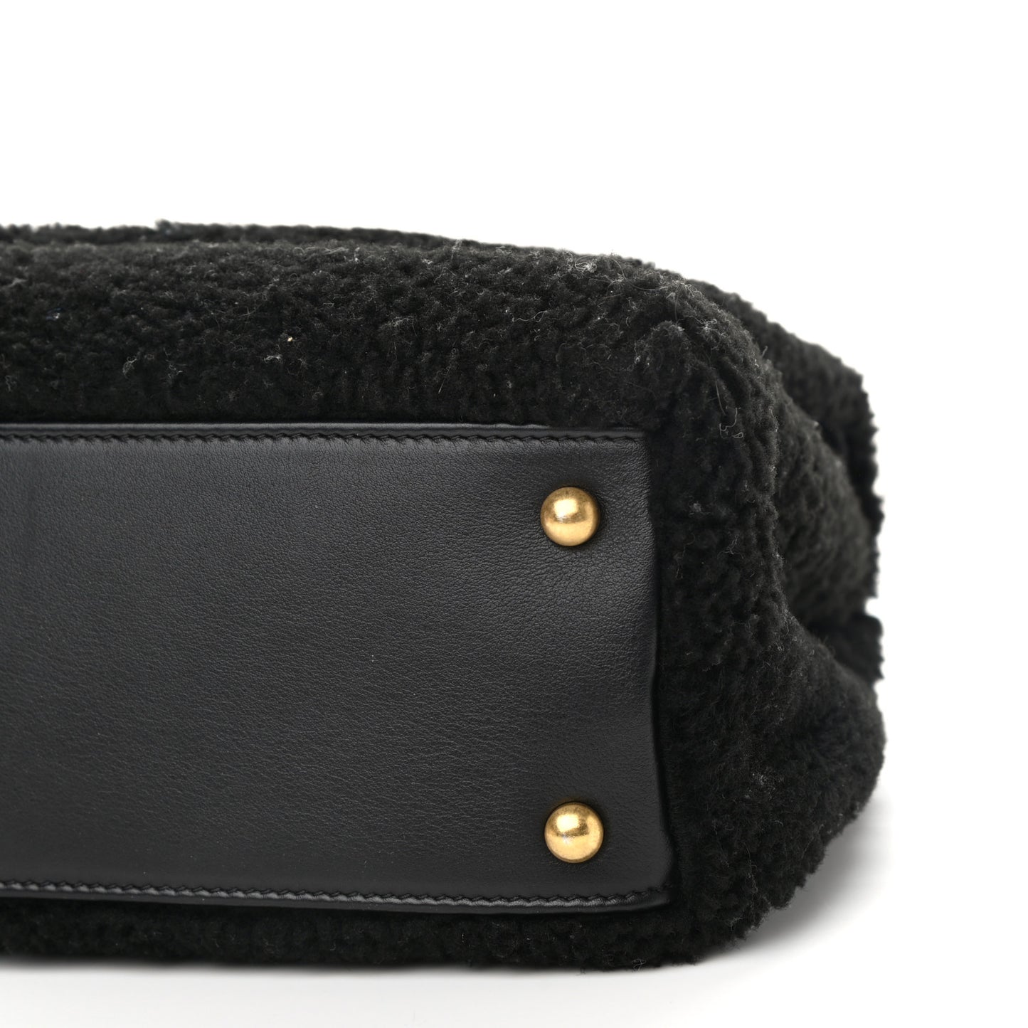 Shearling Lambskin Medium Coco Handle Flap Black