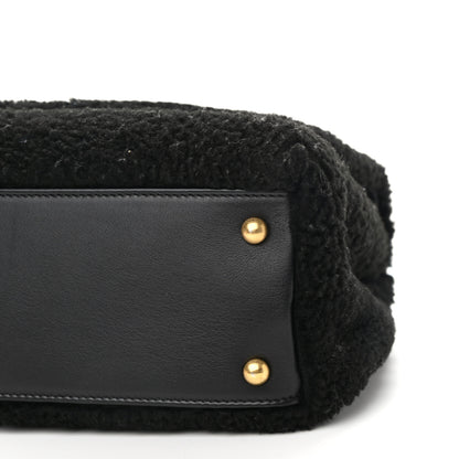 Chanel Shearling Lambskin Medium Coco Handle Flap Black 10 of 14