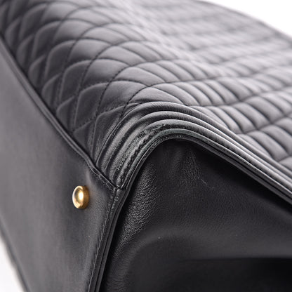 Chanel Lambskin Quilted Boy Shopping Tote Black 12 of 14
