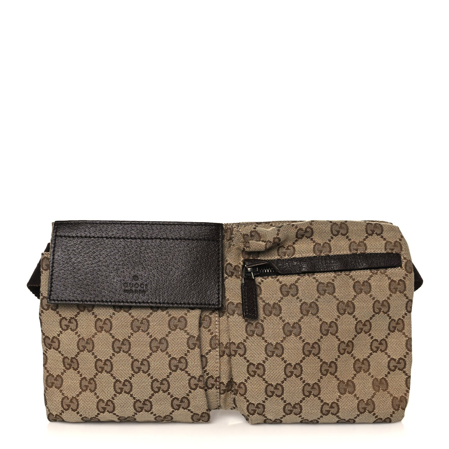 GG Monogram Double Pocket Belt Bag Dark Brown