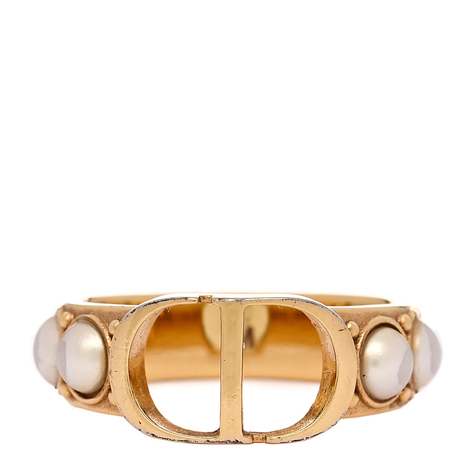 Christian Dior Metal Pearl 30 Montaigne Ring M Gold 1 of 5