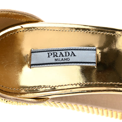 Prada Satin Crystal Triangle Logo 40/135mm Platform Sandals 40 Platino 6 of 10