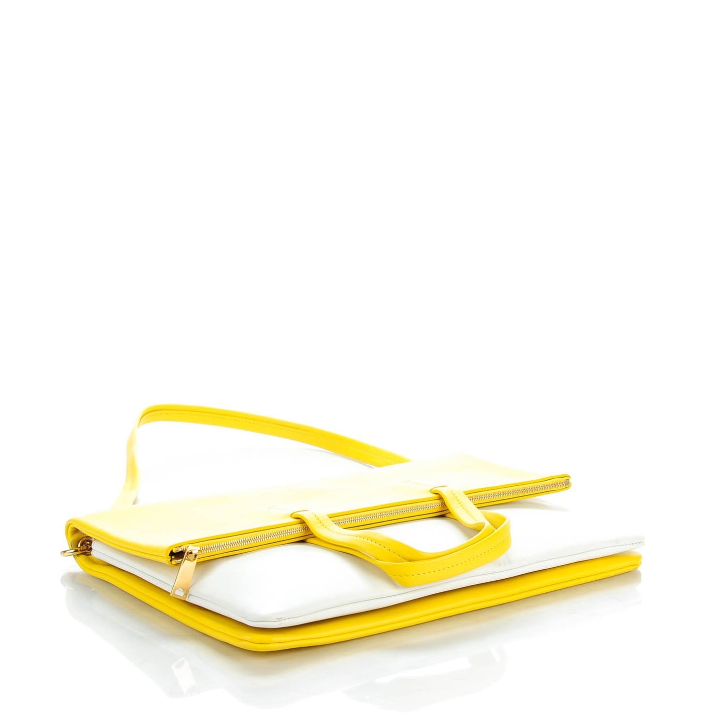 Calfskin Folded Cabas Yellow White