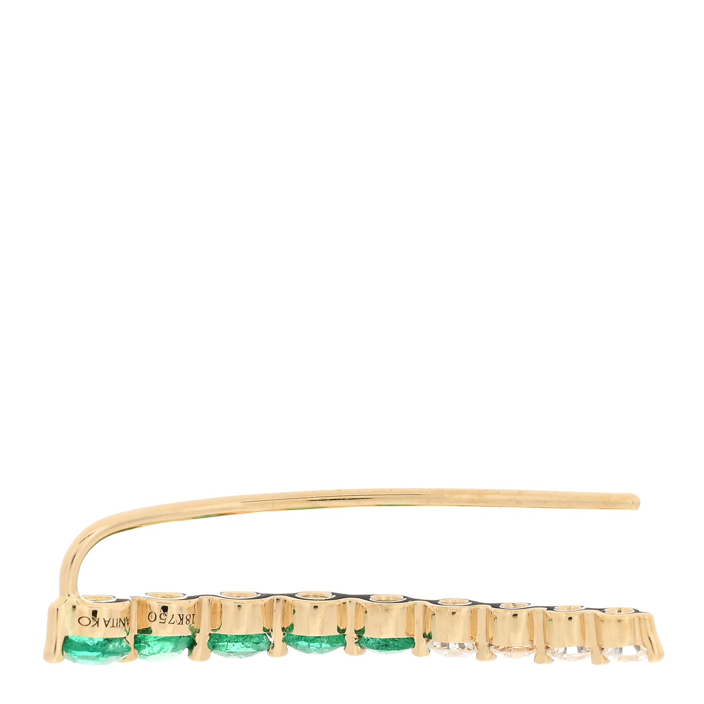 18K Yellow Gold Diamond Emerald Floating Earring