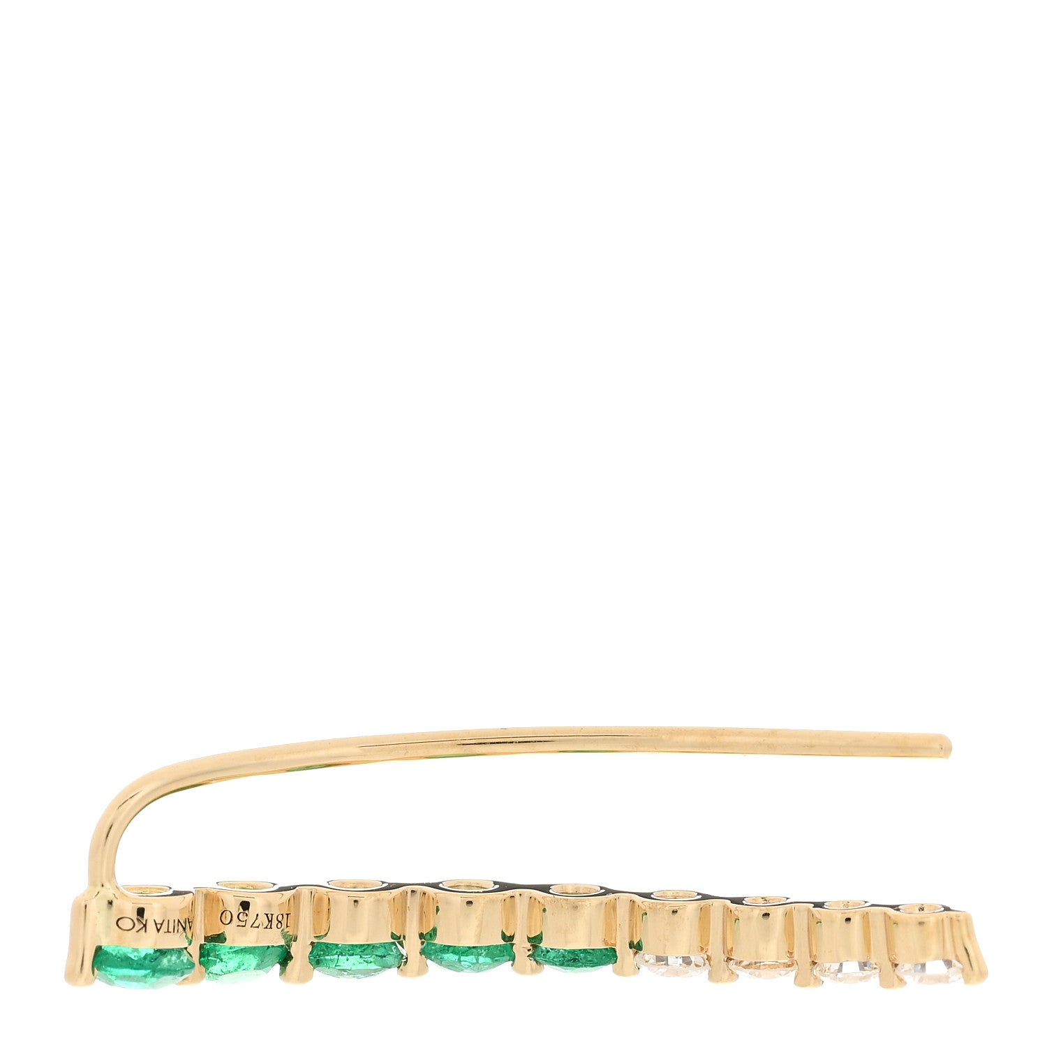Anita Ko 18K Yellow Gold Diamond Emerald Floating Earring 3 of 5