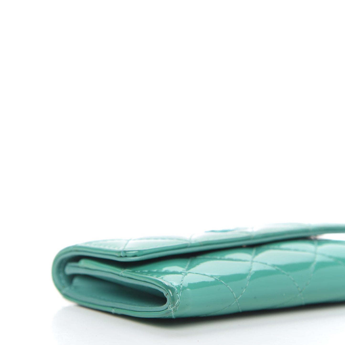 Patent Quilted Flap Card Holder Turquoise
