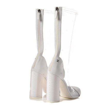 Chanel PVC Grosgrain High Boots 39 Transparent White 4 of 11