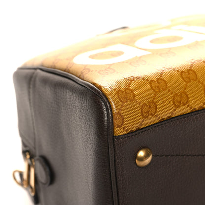 Gucci X ADIDAS Crystal Vintage Monogram Textured Dollar Calfskin Web Trefoil Logo Large Duffle Bag Mid Natural Nut Off White New Acero 8 of 11