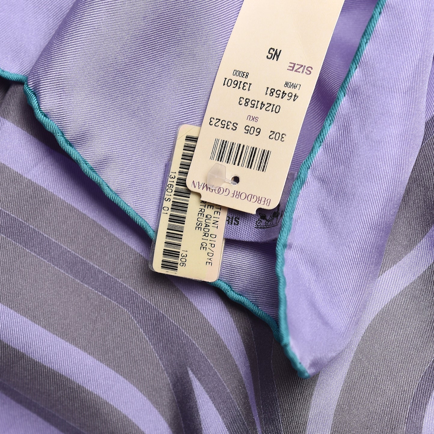 Silk Dip Dye Quadridge Scarf 140 Lilac Gris Chartreuse