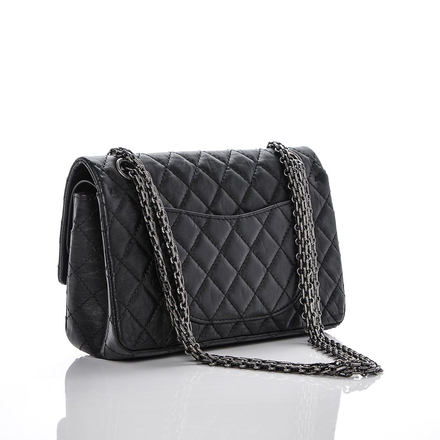 Aged Calfskin Quilted 2.55 Reissue 225 Flap Black