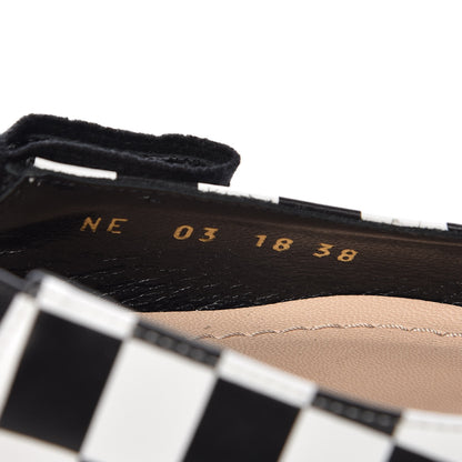 Christian Dior Calfskin Ribbon Checker Print J'Adior Slingback Ballet Flats 38 Black White 8 of 9