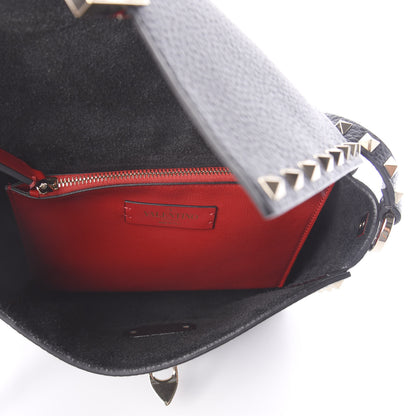 Valentino Garavani Pebbled Calfskin Rockstud Flip Lock Flap Messenger Black 5 of 8