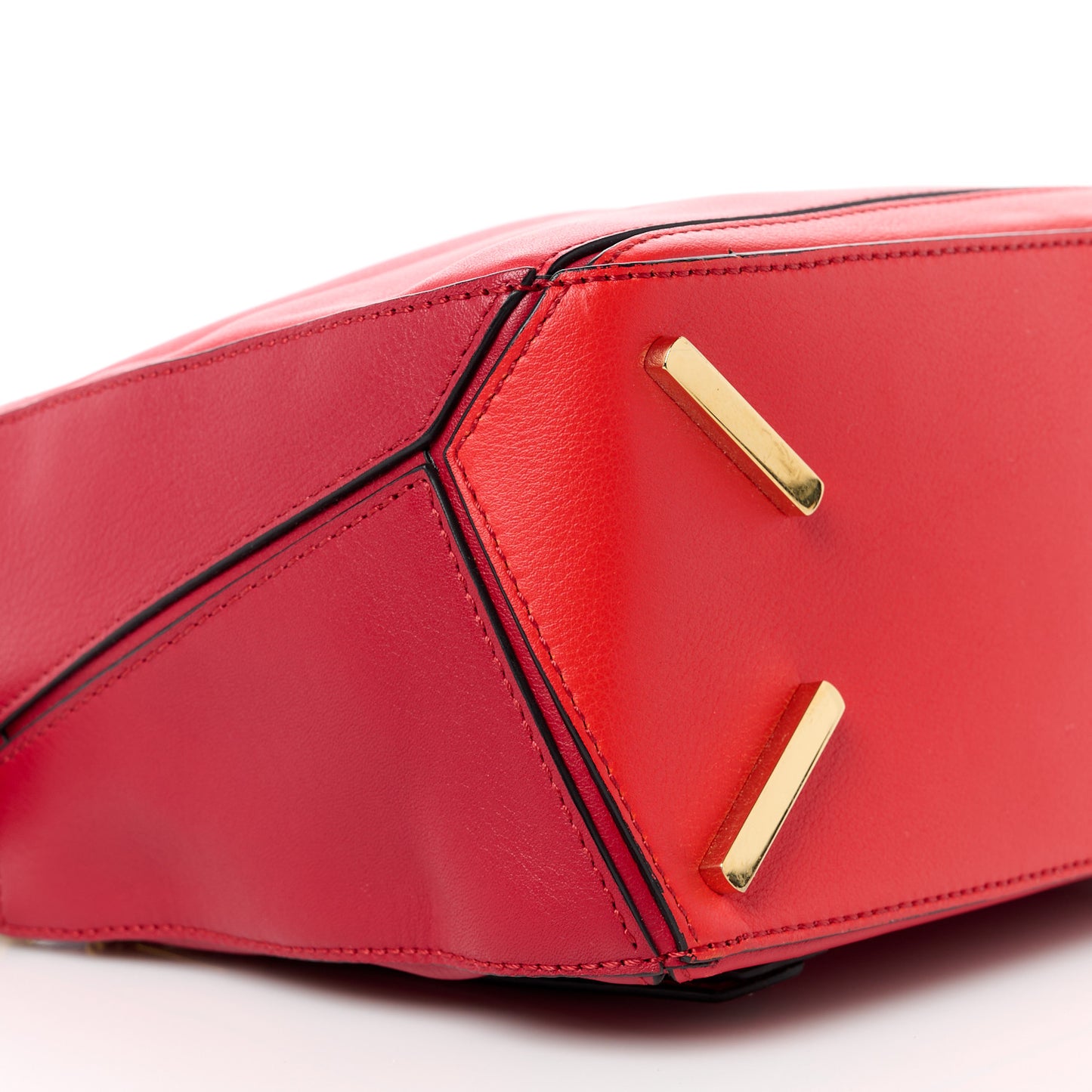 Calfskin Colorblock Small Puzzle Bag Red