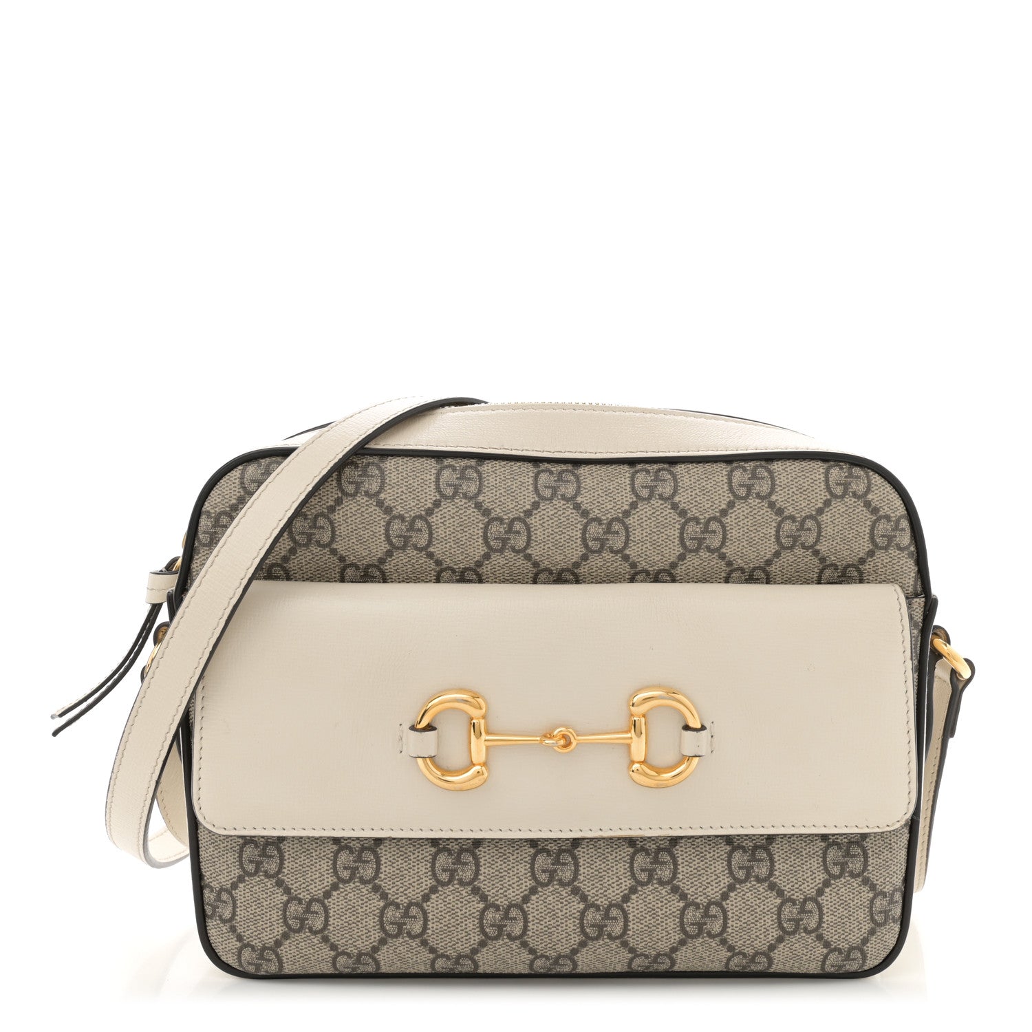 Gucci GG Supreme Monogram Small Horsebit 1955 Shoulder Bag Beige Mystic White 1 of 13