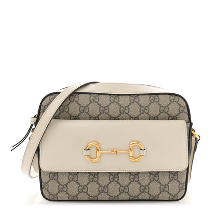Gucci GG Supreme Monogram Small Horsebit 1955 Shoulder Bag Beige Mystic White 1 of 13