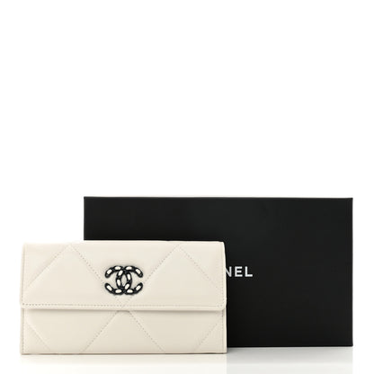 Chanel Lambskin Quilted Chanel 19 Flap Wallet White Black 9 of 9