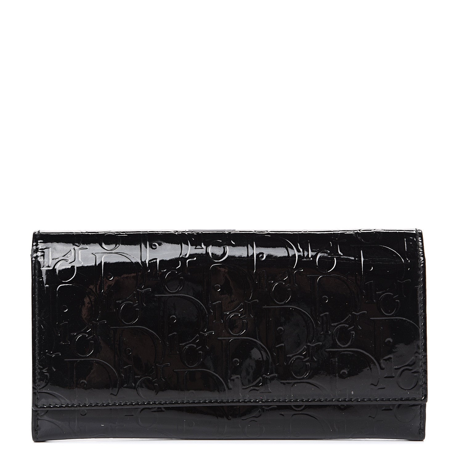 Christian Dior Patent Cannage Rendezvous Wallet Black 1 of 14