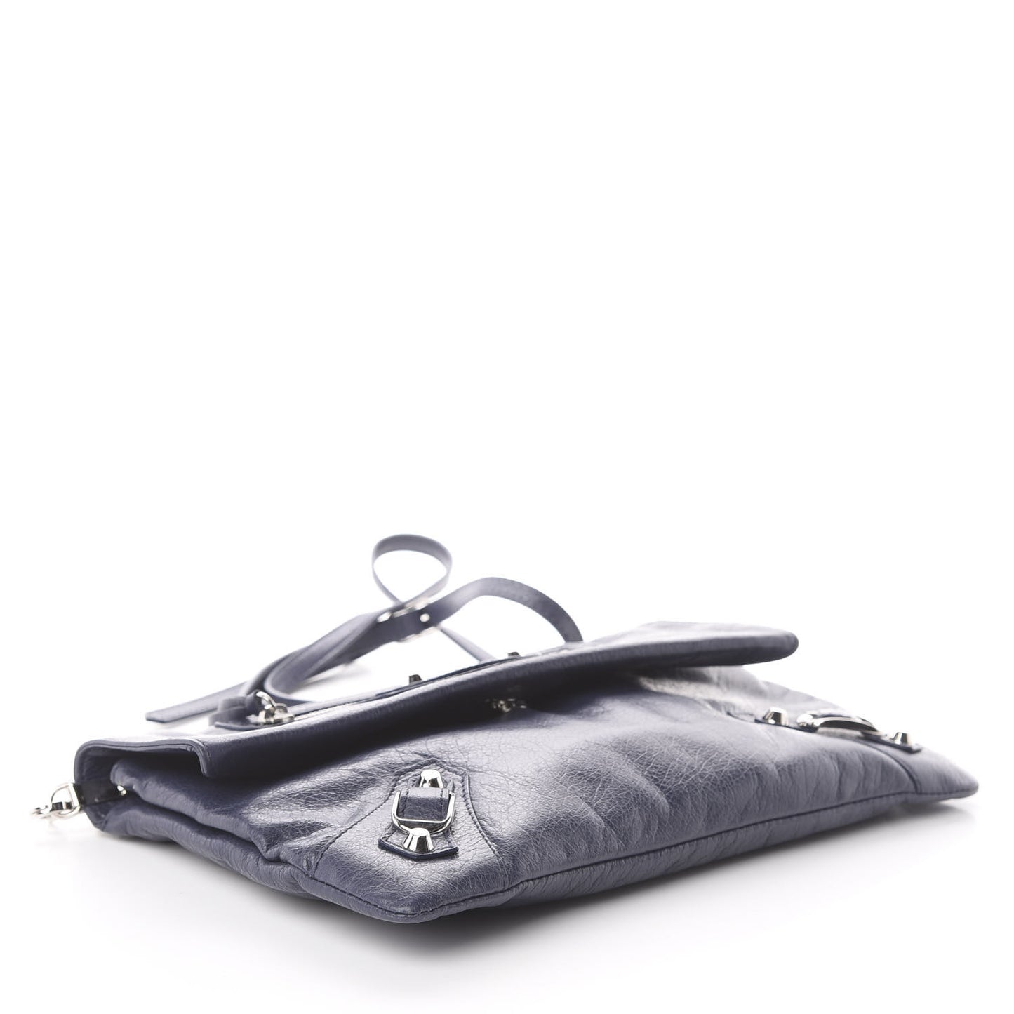 Agneau Classic Silver Hardware Envelope Clutch Gris Chartreux