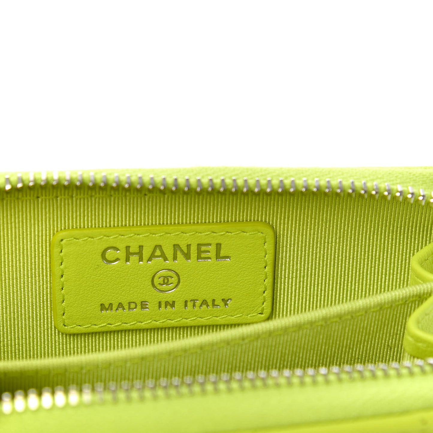 Lambskin Quilted Zip Around Coin Purse Wallet Neon Yellow