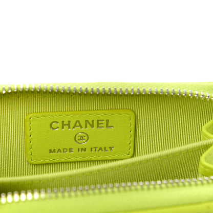 Chanel Lambskin Quilted Zip Around Coin Purse Wallet Neon Yellow 7 of 8