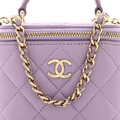 Chanel Lambskin Quilted Top Handle Mini Vanity Case With Chain Light Purple 8 of 11