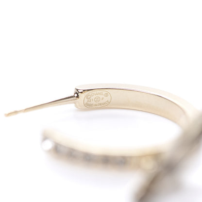 Chanel Crystal Lock Symbols CC Hoop Drop Earrings Gold 4 of 5