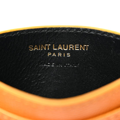 Saint Laurent Grain De Poudre Matelasse Chevron Monogram Credit Card Case Senape Yellow 7 of 10
