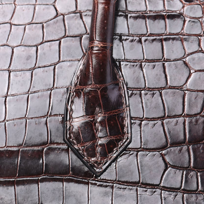 Hermes Shiny Porosus Crocodile Birkin 35 Cocoan 7 of 31