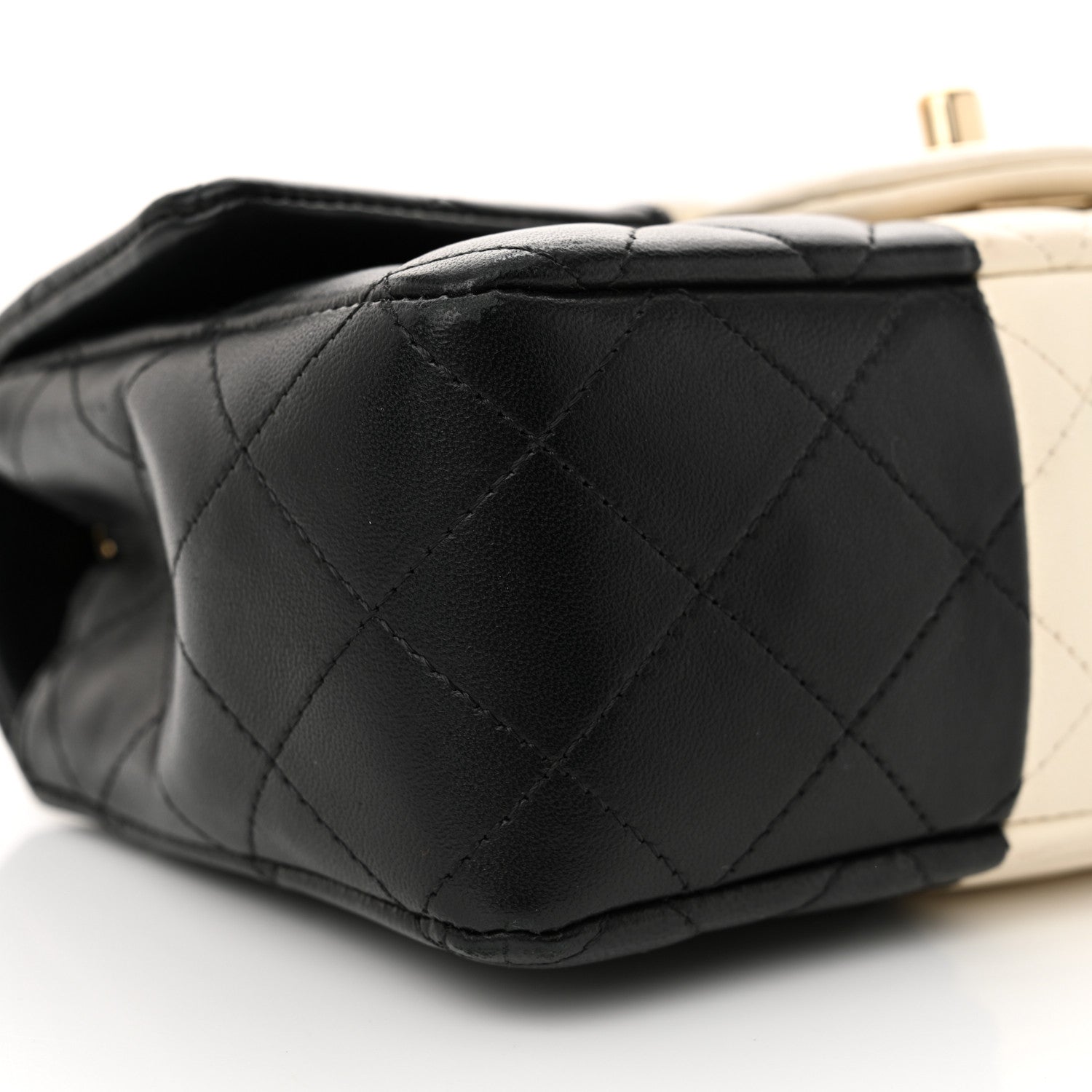Chanel Lambskin Quilted Mini Rectangular Flap Black White 9 of 11