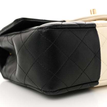 Chanel Lambskin Quilted Mini Rectangular Flap Black White 9 of 11