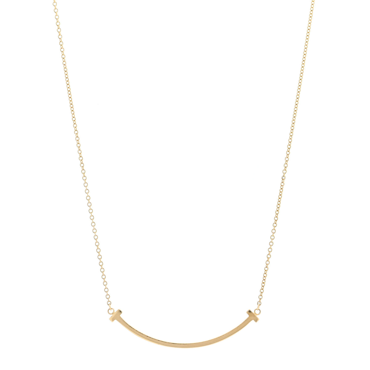 18K Yellow Gold Small T Smile Pendant Necklace