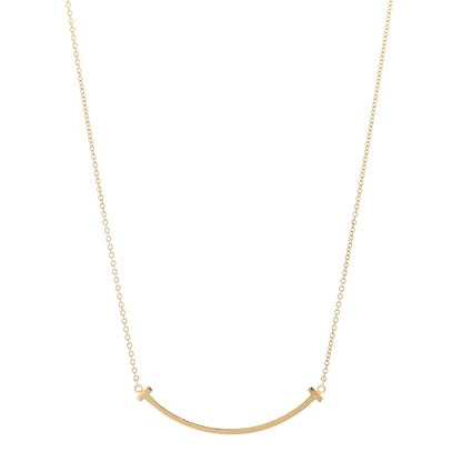 Tiffany 18K Yellow Gold Small T Smile Pendant Necklace 1 of 5